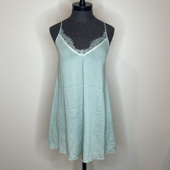 Kendall & Kylie Blue Lightweight Lace Trim Summer Mini Dress XS - Picture 1 of 7
